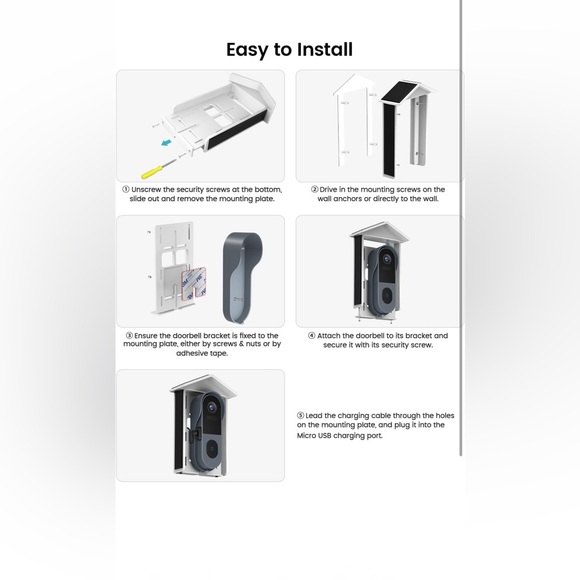 Waterproof & Continuous Charging Solar☀️Charger for Video Doorbell - Picture 6 of 10
